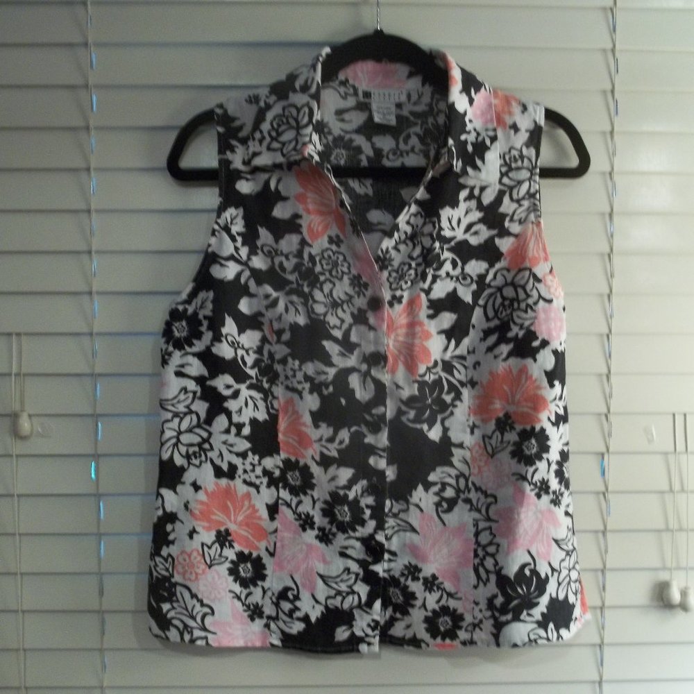 Carole Little - Sleeveless Top, Lots of Colorful Flowers ** ECU **